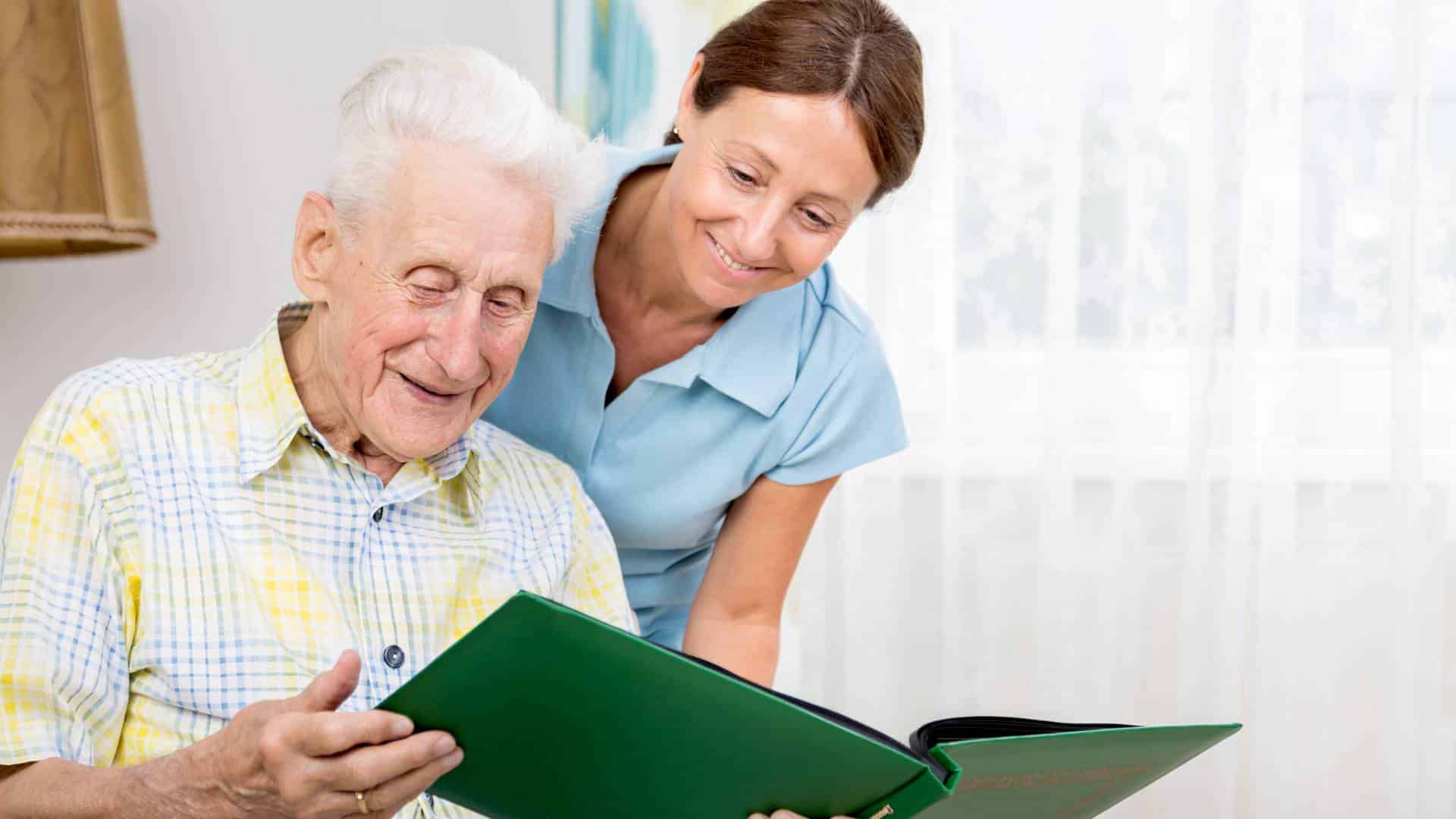 aged care worker with elderly resident
