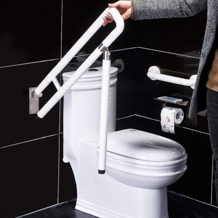 Foldable Toilet Grab Bar Handrail Safety Support Handrails Shower Safe Handle Seat Support Non Slip Hand Grips for Disabled Elderly Handicap Pregnant Stainless Steel