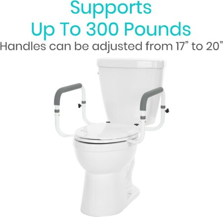 Toilet Safety Frame by Vive - Adjustable, Compact Support Hand Rails for Bathroom Toilet Seat - Easy Installation for Handicap Senior Bariatrics  Elderly
