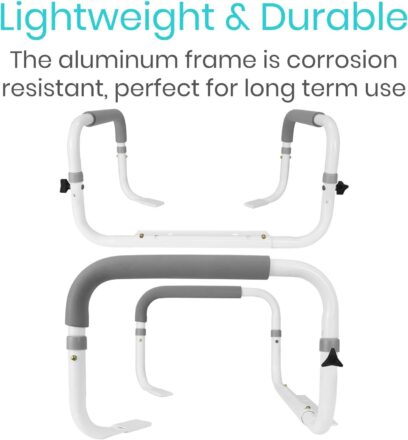 Vive Toilet Safety Rail - Adjustable Grab Bar - Compact Support Frame with Handrail for Bathroom Toilet Seat - Easy Installation for Handicap Senior Bariatrics, Elderly Balance - Padded Hand Armrest